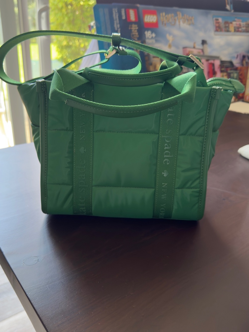kate spade KIP Iconic Quilted Emerald Green Small Tote with Top Handles